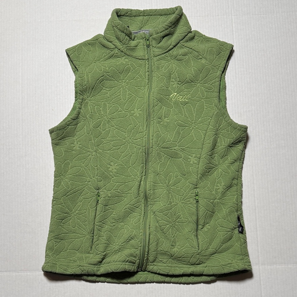 BLACK DIAMOND Vintage Women's Green Floral Quilted Vest 'VAIL' Embroidery Size M